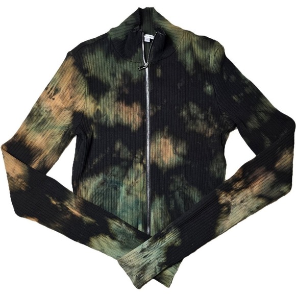 Cotton Citizen Ibiza Tie Dye Ribbed Turtleneck Zip Up Sweater Womens Small - Picture 3 of 8